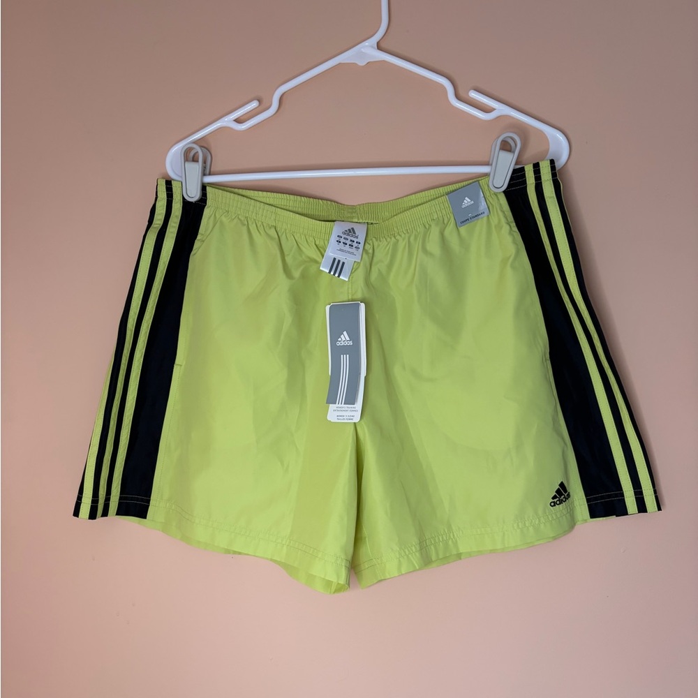 adidas Neon Yellow and Black Athletic Shorts